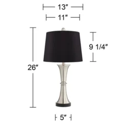 360 Lighting Seymore Modern Table Lamps 26" High Set Of 2 Silver With USB Charging Port LED Touch On Off Black Faux Silk Drum Shade For Bedroom Desk 13 360 Lighting Seymore Modern Table Lamps 26" High Set Of 2 Silver With USB Charging Port LED Touch On Off Black Faux Silk Drum Shade For Bedroom Desk -Home Decor Store GUEST 55412ef0 d3d6 4b5d 8249 88398273a629