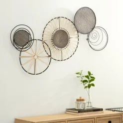 Metal Plate Wall Decor With Textured Pattern Black - Olivia & May