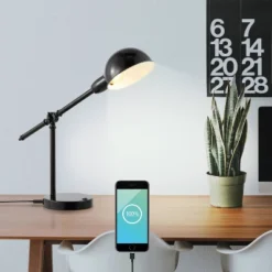 20.25" Curtis Vintage Industrial Iron Adjustable Dome Shade Task Lamp With USB Charging Port (Includes LED Light Bulb) - JONATHAN Y -Home Decor Store GUEST 56006c0e 9012 4c38 bdc6 7ec02e417cf6