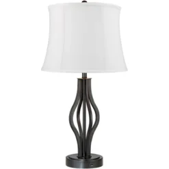 360 Lighting Heather Modern Industrial Table Lamps 25 3/4" High Set Of 2 Dark Iron With USB Charging Port White Softback Drum Shade For Bedroom Desk 10 360 Lighting Heather Modern Industrial Table Lamps 25 3/4" High Set Of 2 Dark Iron With USB Charging Port White Softback Drum Shade For Bedroom Desk -Home Decor Store GUEST 561a263d adf3 4a50 a21d bec7d9e7491b