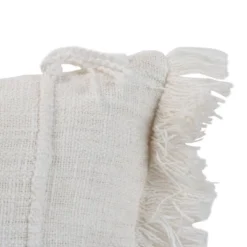 Striped Hand Woven 14x22" Decorative Cotton Throw Pillow With Hand Tied Tassels And Fringe - Foreside Home & Garden