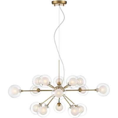 Possini Euro Design Spheres Antique Brass Chandelier 30" Wide Mid Century Modern Sputnik Glass Shade 15-Light Fixture For Dining Room Kitchen Island 6 Possini Euro Design Spheres Antique Brass Chandelier 30" Wide Mid Century Modern Sputnik Glass Shade 15-Light Fixture For Dining Room Kitchen Island - Image 4