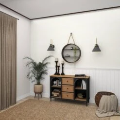 Metal Round 2 Shelf Wall Shelf With Hanging Rope Black - Olivia & May -Home Decor Store GUEST 58df768b fa55 42fc af14 70de49bcdc05