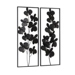 Set Of 2 Metal Floral Orchid Wall Decors With Black Frame Black - Olivia & May -Home Decor Store GUEST 596a98aa ced8 4c2e b3d3 85acee7533a2