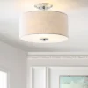 15" Marc Metal/Linen LED Semi-Flush Mount Chrome (Includes Energy Efficient Light Bulb) - JONATHAN Y