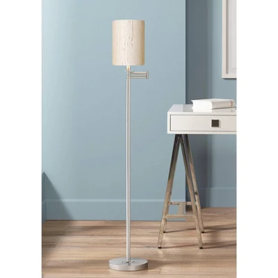 360 Lighting Modern Swing Arm Floor Lamp 60.5" Tall Brushed Nickel Ivory Natural Linen Cylinder Shade For Living Room Reading Bedroom Office 3 360 Lighting Modern Swing Arm Floor Lamp 60.5" Tall Brushed Nickel Ivory Natural Linen Cylinder Shade For Living Room Reading Bedroom Office