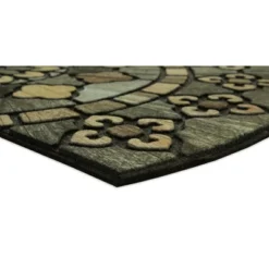 1'9"X2'9" Floral Half-circle Doormat Black - Mohawk