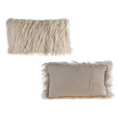 12"x20" Oversize Curled Shag Faux Fur Lumbar Throw Pillow - Hastings Home 4 12"x20" Oversize Curled Shag Faux Fur Lumbar Throw Pillow - Hastings Home - Image 2