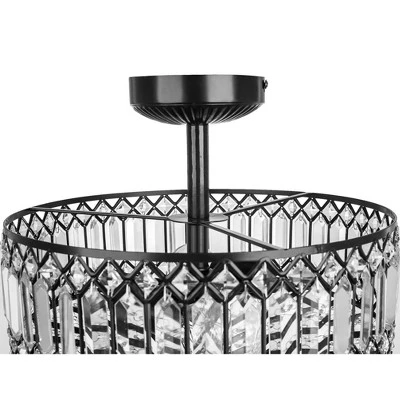 15.25" Glass And Metal Tiered Jeweled Semi Flush Mount Ceiling Light - River Of Goods 8 15.25" Glass And Metal Tiered Jeweled Semi Flush Mount Ceiling Light - River Of Goods - Image 6
