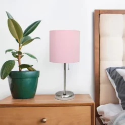 19.5" Bedside USB Port Feature Metal Table Desk Lamp Brushed Steel With Light Pink Fabric Shade - Creekwood Home 14 19.5" Bedside USB Port Feature Metal Table Desk Lamp Brushed Steel With Light Pink Fabric Shade - Creekwood Home -Home Decor Store GUEST 5d653d18 a921 40f0 aad2 e92b21c623ec