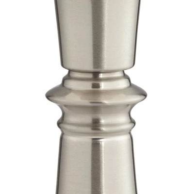 360 Lighting Seymore Modern Table Lamps 26" High Set Of 2 Silver With USB Charging Port LED Touch On Off Black Faux Silk Drum Shade For Bedroom Desk 6 360 Lighting Seymore Modern Table Lamps 26" High Set Of 2 Silver With USB Charging Port LED Touch On Off Black Faux Silk Drum Shade For Bedroom Desk - Image 4