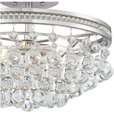 Vienna Full Spectrum Wohlfurst Modern Ceiling Light Semi Flush Mount Fixture 16" Wide Brushed Nickel 3-Light Clear Crystal For Bedroom Living Room 4 Vienna Full Spectrum Wohlfurst Modern Ceiling Light Semi Flush Mount Fixture 16" Wide Brushed Nickel 3-Light Clear Crystal For Bedroom Living Room - Image 2