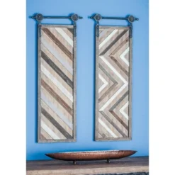 Wood Geometric Linear Carved Wall Decor With Suspended Frame Set Of 2 Brown - Olivia & May -Home Decor Store GUEST 5f4a1a43 f1b0 4985 82d2 d6f7daa1cc19