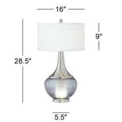 360 Lighting Courtney Modern Table Lamps 28 1/2" Tall Set Of 2 Fluted Smoked Glass With Nightlight White Linen Drum Shade For Living Room Nightstand 13 360 Lighting Courtney Modern Table Lamps 28 1/2" Tall Set Of 2 Fluted Smoked Glass With Nightlight White Linen Drum Shade For Living Room Nightstand -Home Decor Store GUEST 60ab333c 4920 445c b40e 3ccf9b8671c1