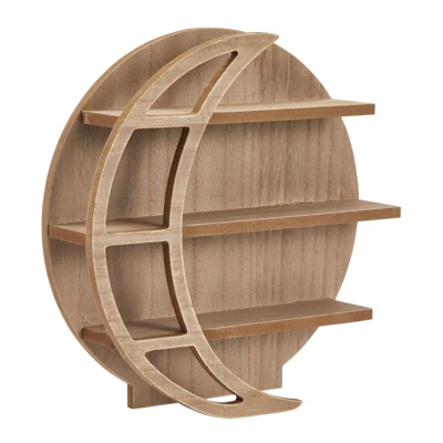 Brown Wooden Moon Shelf, Rustic Wall Home Decor, Crystal Holder For Stones Display And Essential Oils (12 X 12 X 3 In) 9 Brown Wooden Moon Shelf, Rustic Wall Home Decor, Crystal Holder For Stones Display And Essential Oils (12 X 12 X 3 In) - Image 7