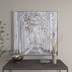 Canvas Landscape Trees Framed Wall Art With Silver Frame White - Olivia & May -Home Decor Store GUEST 6200cbda 42dc 4803 8cd3 bd3c11efa5b3