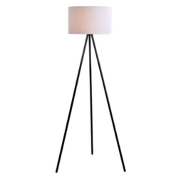 61.25" Metal Tripod Floor Lamp With Linen Shade Black/White - Cresswell Lighting -Home Decor Store GUEST 621ee2e0 acfb 44e1 83a6 ff3a6f8e8649