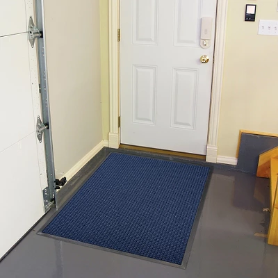 2'x3' Solid Dotted Doormat Blue/Black - HomeTrax 3 2'x3' Solid Dotted Doormat Blue/Black - HomeTrax