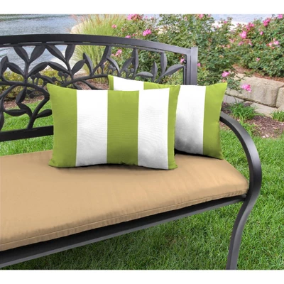 Set Of 2 12" X 18" Outdoor Throw Pillows Cabana Green/White - Jordan Manufacturing 4 Set Of 2 12" X 18" Outdoor Throw Pillows Cabana Green/White - Jordan Manufacturing - Image 2