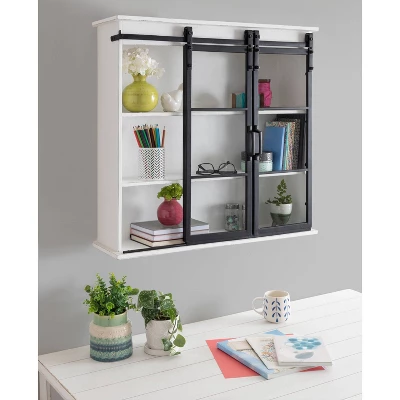 30" X 28" Barnhardt Decorative Wooden Wall Cabinet With 2 Sliding Glass Doors White - Kate & Laurel All Things Decor 8 30" X 28" Barnhardt Decorative Wooden Wall Cabinet With 2 Sliding Glass Doors White - Kate & Laurel All Things Decor - Image 6