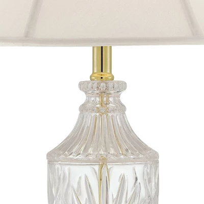 Regency Hill Traditional Table Lamp 26.5" High Cut Glass Urn Brass White Cream Bell Shade For Living Room Family Bedroom Bedside Nightstand 4 Regency Hill Traditional Table Lamp 26.5" High Cut Glass Urn Brass White Cream Bell Shade For Living Room Family Bedroom Bedside Nightstand - Image 2