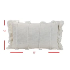 Striped Hand Woven 14x22" Decorative Cotton Throw Pillow With Hand Tied Tassels And Fringe - Foreside Home & Garden -Home Decor Store GUEST 68cd3c0a 465e 4f0c 89c4 318ca300cd49