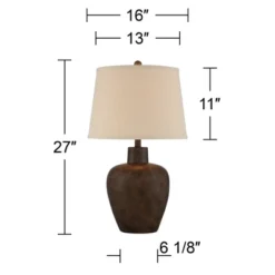 Regency Hill Glenn Rustic Farmhouse Table Lamps 27" Tall Set Of 2 Dark Terra Cotta Tapered Fabric Drum For Bedroom Living Room Bedside Nightstand Home 13 Regency Hill Glenn Rustic Farmhouse Table Lamps 27" Tall Set Of 2 Dark Terra Cotta Tapered Fabric Drum For Bedroom Living Room Bedside Nightstand Home -Home Decor Store GUEST 6a2b4f76 7b1e 442b a24d b6e6ebcd317f