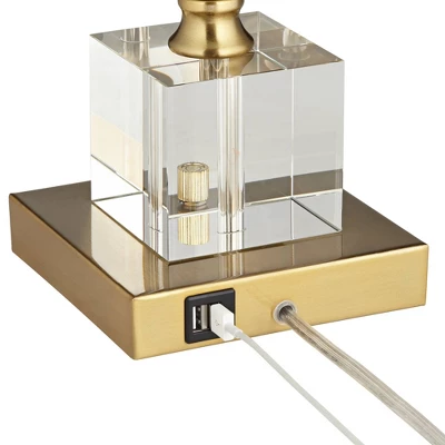 Possini Euro Design Wayne Modern Table Lamps 29 1/4" Tall Set Of 2 Brass With USB Charging Port White Fabric Drum Shade For Bedroom Living Room Kids 8 Possini Euro Design Wayne Modern Table Lamps 29 1/4" Tall Set Of 2 Brass With USB Charging Port White Fabric Drum Shade For Bedroom Living Room Kids - Image 6