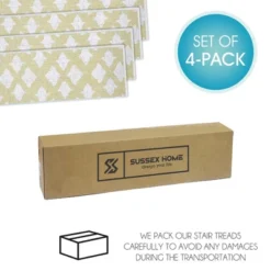 SussexHome Floral Design Cotton Anti-Slip Stair Treads, 9” X 28“ -Home Decor Store GUEST 6b09d105 c261 4b55 a9ec 0c9ef74531a4