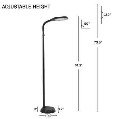 Adjustable Floor Lamp - 6ft Full Spectrum Natural Sunlight Lamp With Bendable Neck - Reading, Crafts, Esthetician Floor Light By Lavish Home (Black) 3 Adjustable Floor Lamp - 6ft Full Spectrum Natural Sunlight Lamp With Bendable Neck - Reading, Crafts, Esthetician Floor Light By Lavish Home (Black)