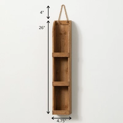 Sullivans Rustic Wooden Wall Shelf Decor 26"H Brown 5 Sullivans Rustic Wooden Wall Shelf Decor 26"H Brown - Image 3