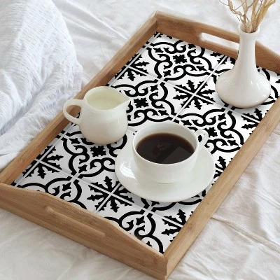 Ornate Tile Backsplash Peel And Stick Giant Wall Decal Black/White - RoomMates 4 Ornate Tile Backsplash Peel And Stick Giant Wall Decal Black/White - RoomMates - Image 2