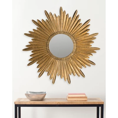 Sunburst Decorative Wall Mirror Gold - Safavieh 3 Sunburst Decorative Wall Mirror Gold - Safavieh