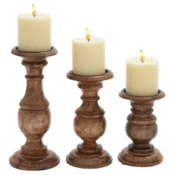 Set Of 3 Rustic Pillar Candle Holder - Olivia & May 36 Set Of 3 Rustic Pillar Candle Holder - Olivia & May -Home Decor Store GUEST 6e618a3c bd20 498e adb4 1872fc72bddb