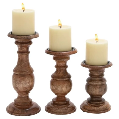Set Of 3 Rustic Pillar Candle Holder - Olivia & May 19 Set Of 3 Rustic Pillar Candle Holder - Olivia & May - Image 17