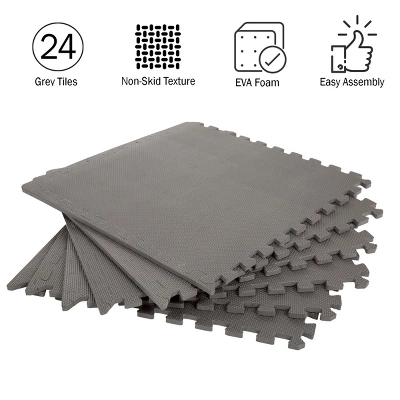 Foam Flooring Tiles 24-Pack Interlocking EVA Foam Pieces Non-Toxic Floor Padding For Playroom Gym Or Basement By Stalwart (Gray) 5 Foam Flooring Tiles 24-Pack Interlocking EVA Foam Pieces Non-Toxic Floor Padding For Playroom Gym Or Basement By Stalwart (Gray) - Image 3