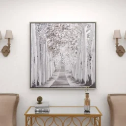 Canvas Landscape Trees Framed Wall Art With Silver Frame White - Olivia & May -Home Decor Store GUEST 6eda3b3f 76ab 4528 9c71 83c7a6777514
