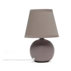 8.66" Petite Ceramic Orb Base Bedside Table Desk Lamp With Matching Tapered Drum Fabric Shade Gray - Creekwood Home -Home Decor Store GUEST 6f0ab48c 1ddd 406e 955b d31ae672c5f2