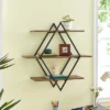 3-Tier Antigua Crossed Double Diamond Wall Shelf Unit Black/Rustic - Danya B. 1 3-Tier Antigua Crossed Double Diamond Wall Shelf Unit Black/Rustic - Danya B. -Home Decor Store GUEST 6f0dc260 572e 43f1 8446 d239f96c6311