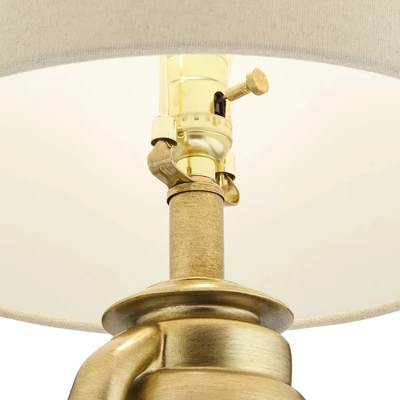 Franklin Iron Works Traditional Table Lamps With Night Light 25 1/4" High Set Of 2 Miner Lantern Gold Oatmeal Shade For Living Room Bedroom Home 8 Franklin Iron Works Traditional Table Lamps With Night Light 25 1/4" High Set Of 2 Miner Lantern Gold Oatmeal Shade For Living Room Bedroom Home - Image 6