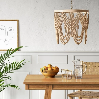 Large Chandelier Wooden Beads Swag Natural Tone - Threshold™ 3 Large Chandelier Wooden Beads Swag Natural Tone - Threshold™