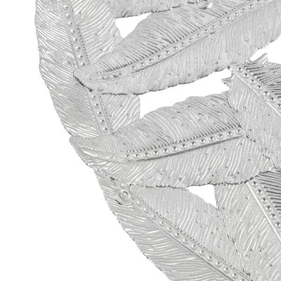 3pc Round Jax Feather Painted Iron Wall Decor Panel Set Gray - Madison Park 7 3pc Round Jax Feather Painted Iron Wall Decor Panel Set Gray - Madison Park - Image 5