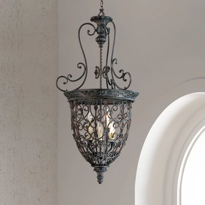 Franklin Iron Works French Scroll Rubbed Bronze Chandelier 22 1/2" Wide Rustic 9-Light Fixture For Dining Room House Kitchen Island Entryway Bedroom 3 Franklin Iron Works French Scroll Rubbed Bronze Chandelier 22 1/2" Wide Rustic 9-Light Fixture For Dining Room House Kitchen Island Entryway Bedroom