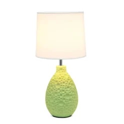 14.17" Traditional Ceramic Texture Thumbprint Tear Drop Table Desk Lamp With Tapered White Shade Green - Creekwood Home