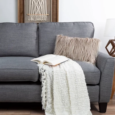 12"x20" Oversize Curled Shag Faux Fur Lumbar Throw Pillow - Hastings Home 5 12"x20" Oversize Curled Shag Faux Fur Lumbar Throw Pillow - Hastings Home - Image 3