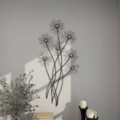 Metal Floral 3D Wire Wall Decor With Crystal Embellishments Black - Olivia & May 29 Metal Floral 3D Wire Wall Decor With Crystal Embellishments Black - Olivia & May -Home Decor Store GUEST 72b30e14 d98a 479c ab30 945df72de4f9