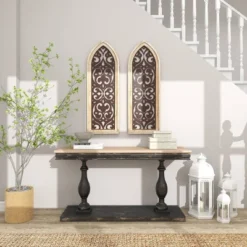 Metal Abstract Carved Design Wall Decor With Arched Frame Brown - Olivia & May -Home Decor Store GUEST 73a889d6 17e5 4790 b195 44e4afecab09