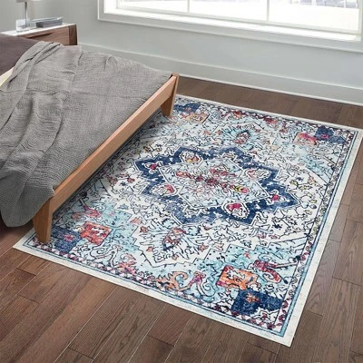 Trinity Washable Vintage Bohemian Floral Print Area Rug 3 Trinity Washable Vintage Bohemian Floral Print Area Rug