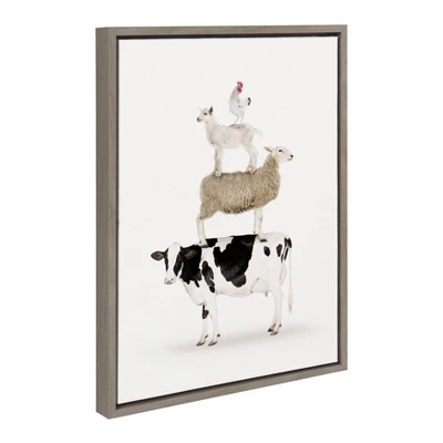 18" X 24" Sylvie Stacked Farm Animals Framed Canvas Wall Art By Amy Peterson Gray - Kate And Laurel 3 18" X 24" Sylvie Stacked Farm Animals Framed Canvas Wall Art By Amy Peterson Gray - Kate And Laurel