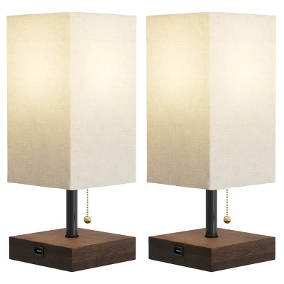 Small Table Lamp Set With Wood Base – Set Of 2 Modern Rectangle Lights With LED Bulb IncludeDecor Living Room, Bedroom, Or Home Office By Lavish Home 7 Small Table Lamp Set With Wood Base – Set Of 2 Modern Rectangle Lights With LED Bulb IncludeDecor Living Room, Bedroom, Or Home Office By Lavish Home - Image 5